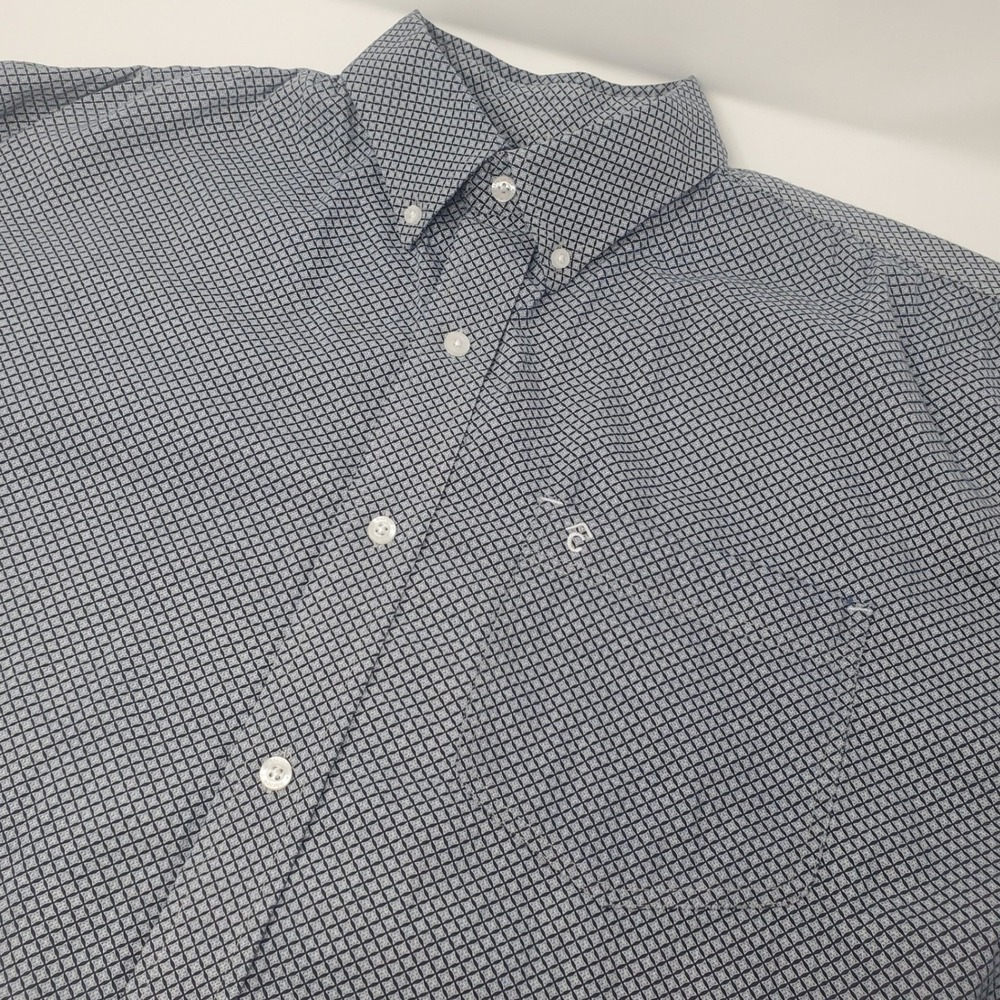 Rafter C Shirt Mens XL Pro Flex 45 Performance Navy Gray Geometric Button Down